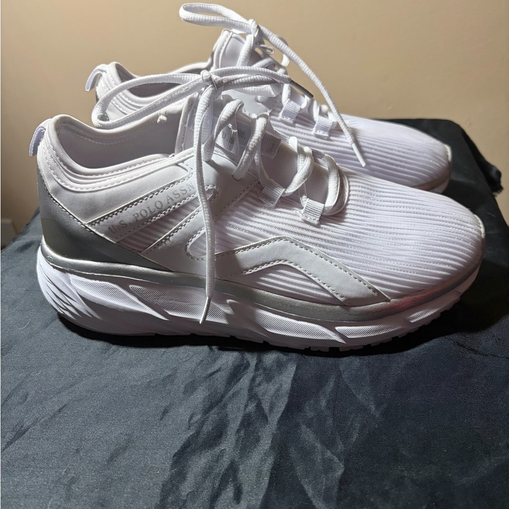 U.S. Polo Assn. White and Gray Sneakers
